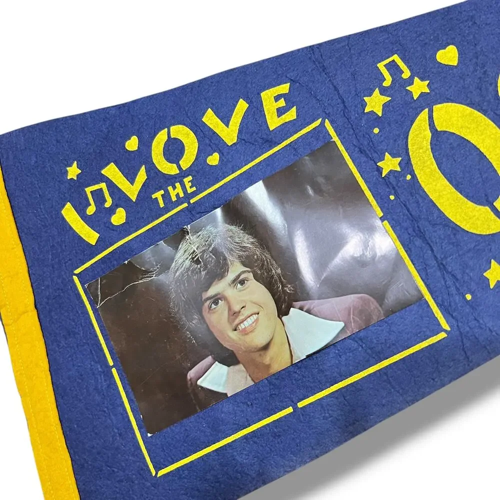 Vintage 70s Donny Osmond Photo I Love the Osmonds Felt Concert Pennant